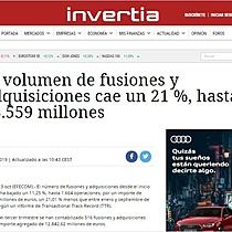 El volumen de fusiones y adquisiciones cae un 21 %, hasta 53.559 millones